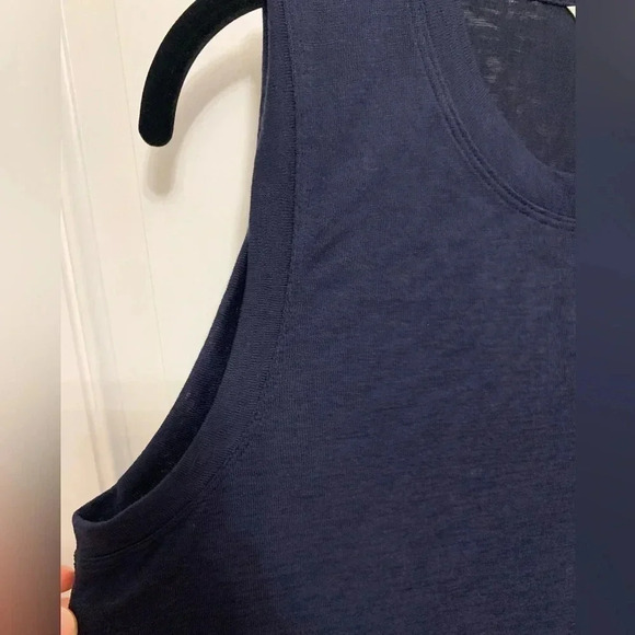 Athleta Navy Full Length Sleeveless Tank with Split Hem Size Medium - Picture 3 of 5
